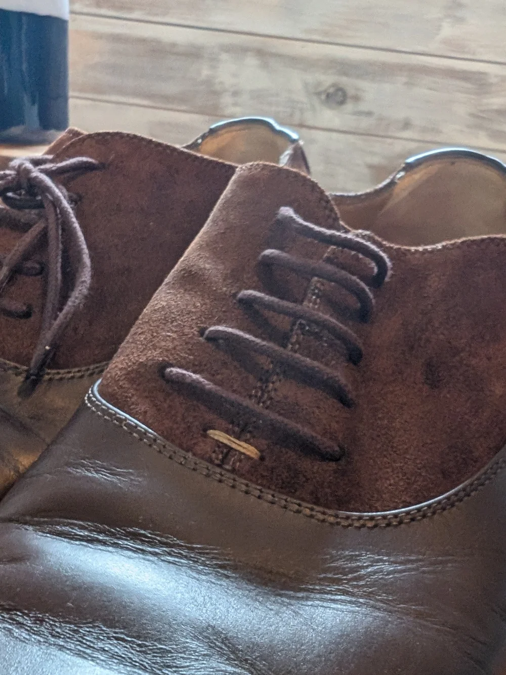 Gucci 719741 Double Panelled Lace-up Shoes Brown Leather Suede Size 8 Mens